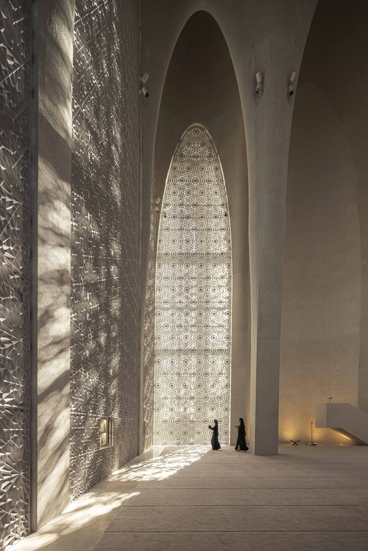 Light through a carved stone screen, Abu Dhabi